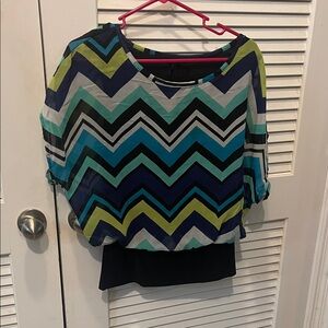 New Directions Multicolor Chevron Blouse